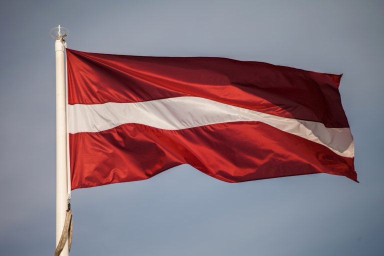 Flag of Latvia waving in the wind